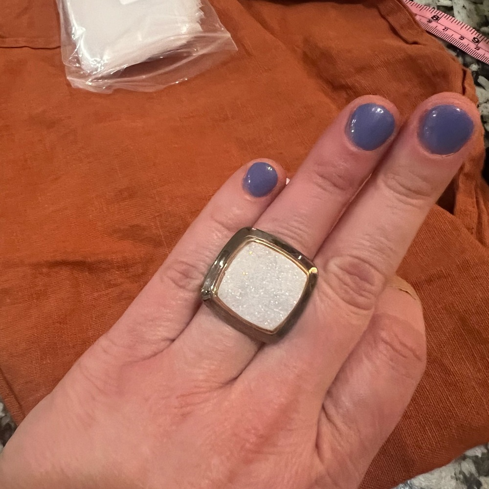 QVC NWT sterling silver white Druzy stone ring size 8